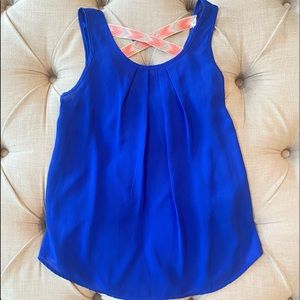 Papermoon Royal Blue Tank Top with Pattern Straps